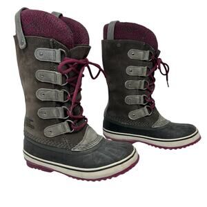 Sorel Joan of Arctic Snow Boot Women 6 Leather Waterproof Wool Liner Cabincore